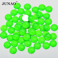 Junao 4mm 12mm cor verde neon decoração com parte traseira reta aplique de strass redondo arte de unha pedra de cristal adesivos sem adesivo 2024 - compre barato