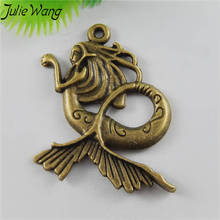 Juta wang colar de suspensão, 10 pçs, liga de sereia, bronze antigo, pingente, brincos, fabricação de jóias, acessório de metal 2024 - compre barato