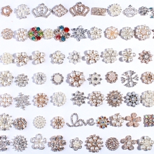 Botones de diamantes de imitación de aleación de Metal para centros de flores, botones de diamantes de imitación de cristal dorado y plateado para invitación de boda, 50 Uds. 2023 - compra barato