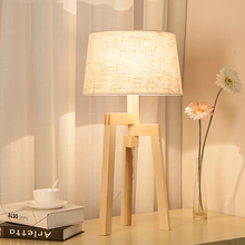 LukLoy Modern Minimalist Table Lamp Living Room Bedroom Bedside Wood Creative Decoration Fashion Study Nordic Textile Table Lamp 2024 - buy cheap