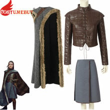 CostumeBuy Thrones 8 Costume Arya Stark Cloak Top Skirt Medieval Military Winter Costume L920 2024 - buy cheap