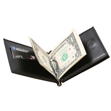 New Brand Luxury Business Man money clip wallet with metal clamp magnet hasp card slots slim designer leather purse for men 2024 - buy cheap