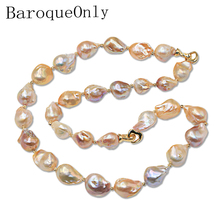 BaroqueOnly Mixed-colour Baroque Natural Freshwater Pearl Necklace sweater chain 2019 new arrival free shipping 2024 - buy cheap