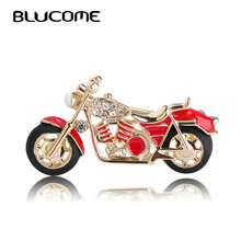 Детская Брошь на мотоцикл Blucome, красная эмалированная брошь золотого цвета, Подарочная бижутерия для девочек, аксессуар для одежды 2024 - купить недорого