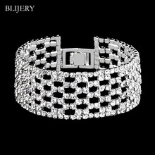 BLIJERY-pulsera de cristal con diamantes de imitación para mujer, brazalete de Color plateado, joyería de boda 2024 - compra barato