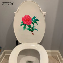 ZTTZDY 24*24,5 см ручной цветочный красный пион домашний Декор стикер для ванной, настенные наклейки для туалета T2-0547 2024 - купить недорого