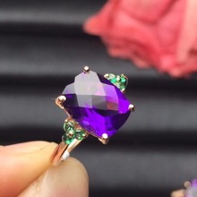 Fine Jewelry Real 18K Gold AU750 100% Natural Amethyst Gemstone Female Rings for Women Fine Ring 2024 - buy cheap