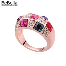 BeBella 4 colors geometric crystal rose gold ring for party made with Austrian Crystals from Swarovski for girls Christmas gift 2024 - buy cheap