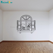 Pegatina de vinilo para pared, calcomanías de ventana abierta, decoración del hogar para sala de estar, dormitorio, decoración 3D autoadhesiva para Murales infantiles, regalo YY873 2024 - compra barato