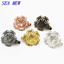 20 PCS 6 Colors Plated Hairgrips 32mm Metal Copper Flowers Hair Clip Base Setting For Jewelry Making 2024 - buy cheap