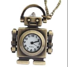 Relógios mecânicos de bolso, modelo robô, colar com tom criativo de bronze, corrente, relógio de quartzo para mulheres, homens, crianças 2024 - compre barato