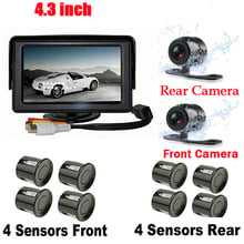 4.3' Car Monitor Reverse Radar Monitor System Parking 8 Sensor with waterproof Front View Camera+Rear view Camera Parking Assist 2024 - buy cheap