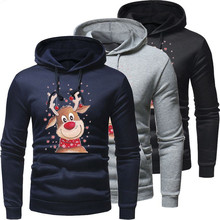 Fashion New Men's Sweatshirts Outwear Christmas Reindeer Pattern Hooded Winter Autumn Slim Hoodies Warm Hooded Sweatshirt Coats 2024 - buy cheap