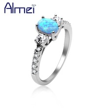 Almei Blue Fire Opal Princess Wedding Party Ring 925 Sterling Silver Rhinestone Fine Jewelry for Women with Box 40% JZ104 2024 - buy cheap