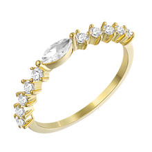 Женское свадебное кольцо с кристаллами ROMAD, Золотое кольцо на палец, белое кольцо с фианитами 2018, ювелирные аксессуары, anillos mujer R4 2024 - купить недорого