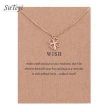 SUTEYI Trendy Golden Plated Clover Wish Love Alloy Clavicular Bones Pendant Necklace Good Luck Necklaces for Women Gifts Jewelry 2024 - buy cheap