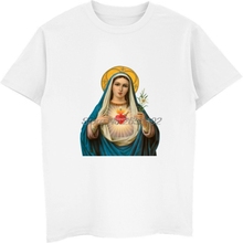 Passion Virgin Mary Пасхальная Футболка Мужская хлопковая футболка с коротким рукавом Повседневная мужская рубашка хип-хоп футболки Топы Harajuku уличная одежда 2024 - купить недорого