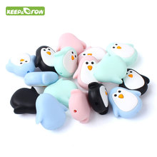 KEEP&GROW 50Pcs Rodents Penguin Baby Silicone Teether Beads Cartoon BPA Free DIY Teething Necklace Beads Silicone Teething Gifts 2024 - buy cheap