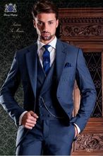 Новое поступление дизайнерский итальянский темно-синий мужской Костюм приталенный костюм из 3 предметов смокинг костюмы для выпускного классический Блейзер жениха на заказ Terno Masculino 2024 - купить недорого