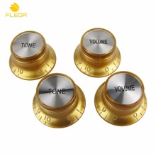 FLEOR 4PCS 2V2T Electric Guitar Knobs Top Hat Tone Volume Speed Control Knobs Gold for LP/SG Style Guitar Parts 2024 - buy cheap