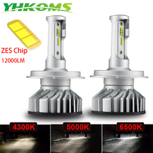 YHKOMS-faro delantero de coche Canbus, lámpara de luz antiniebla de 12V y 24V, 4300K, 5000K, 6500K, H4, H7, H11, H1, LED, H8, H9, H3, 9005, 9006, 60W, 12000LM, ZES 2024 - compra barato