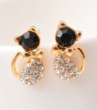 European and American fashion jewelry 2015 new female Fangzuan kitty cute bow earrings Free shipping 2024 - buy cheap