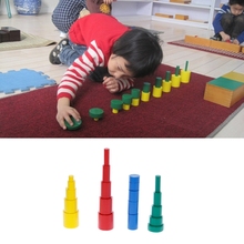 Cilindros de madera Montessori para niños, juguetes educativos, regalo de enseñanza temprana 2024 - compra barato
