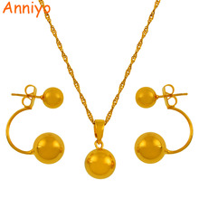 Anniyo Beads Necklace Earrings Jewelry Set African Ethiopian Wedding Gifts Ball Pendant Gold Color Arab Women Jewellery #046106 2024 - buy cheap