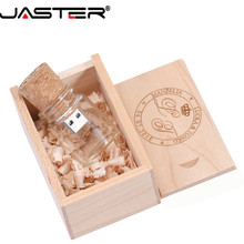 JASTER LOGO customized Glass bottle USB 2.0+ BOX Flash Drive Pendrive 64GB 32GB 16GB 4GB Memory Stick photography wedding gifts 2024 - buy cheap