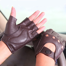Men'S Genuine Leather Gloves New Spring And Summer Driving  Non-Slip Half Finger Gloves M044W 2024 - buy cheap