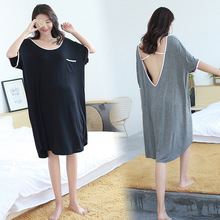 2021 Plus Size Maternity Clothes Short Sleeve Loose Modal Backless Women Nightdress Pregnancy Women Dress Soft Summer Dress 2024 - buy cheap