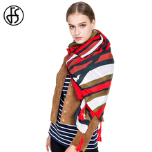 FS Cotton Linen Scarf Pashmina Wraps Shawls Women Retro Ethnic Style Color Striped Tassel 2018 Long Luxury Brand Winter Scarves 2024 - buy cheap