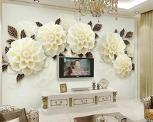 beibehang Beautiful mural wallpaper European champagne hydrangea 3d stereo TV background wall murals decoration 3d wallpaper 2024 - buy cheap