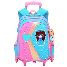 Mochilas escolares extraíbles con 2/6 ruedas para niñas, mochila con ruedas, bolsa de equipaje de viaje 2024 - compra barato
