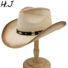 Sombrero de sol tejido a mano para hombre, Sombrero occidental de paja para playa, vaquero, tamaño 58CM, A0231-XSJ 2024 - compra barato