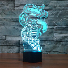 Lámpara Led 3D de calavera para Halloween, iluminación de ambiente con personalidad, regalo creativo, lámpara de mesa, juguetes para niños de dibujos animados encantadores 2024 - compra barato