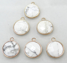 Wholesale 12pcs Fashion charm high quality natural stone round Shape white Turquoises Pendant DIY for Jewelry Making Accessories 2024 - buy cheap