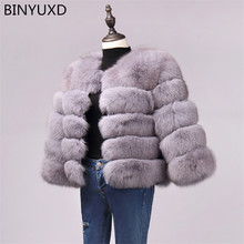 BINYUXD new Faux Fur Factory Fox Faux Fur Coat Women Winter Warm Artifical Fur Coat Overcoat Female Ladies Faux Furs Jacket coat 2024 - buy cheap