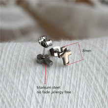 Titanium 316L Stainless Steel IP Planting Stud Earrings Cross 8mm No Fade Allergy Free Fashion Jewelry 2024 - buy cheap