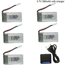 3.7V 380mAh Lipo Battery with USB Charger Spare Parts For Hubsan X4 H107 H107L H107D JD385 JD388 Battery 752035 3.7 V battery 1S 2024 - buy cheap