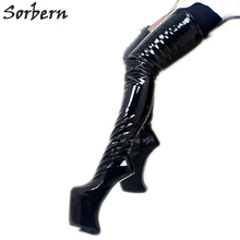 Sorbern Sexy Fetish Crossdresser Boot Unisex Heelless Platform Long Boots Woman Big Size Thigh High Boots Custom Wide Calf Shoe 2024 - buy cheap