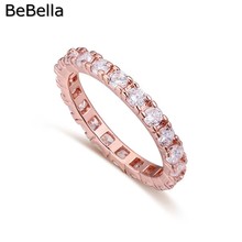 Свадебное кольцо BeBella золотого цвета, изготовленное из фианита класса ААА в 2 металлических цветах 2024 - купить недорого