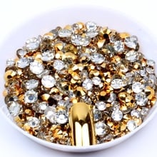 Diamantes de imitación de resina de Color dorado sin fijación térmica, 2-6mm y tamaños mezclados, pegamento redondo plano en diamantes, decoración 3D para uñas DIY 2024 - compra barato