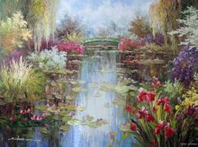 Lily Pond Flowers Weeping Willow Spring Frameless draw 36X48 Oil Painting Free Ship----GT1 2024 - купить недорого
