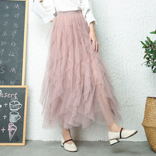 2021 Summer New Arrival Sweet Irregular Skirt Long Super Fairy Layer Skirt Black Skirts Faldas Largas Elegantes Free Shipping 2024 - buy cheap