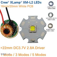 Cree-emisor LED XM-L2 T6, 10W, blanco frío, blanco neutro, Blanco cálido, 16mm/20mm, PCB blanco + 22mm, 1 modo/3 modos/5 controladores de modo 2024 - compra barato