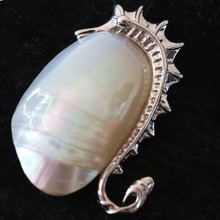 Popular natural white mother shell hippocampus 51*29mm animal design silver-color purfle pendant B1143 2024 - купить недорого