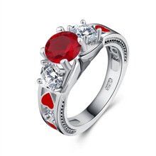 Обручальные кольца с красным сердцем и цирконом для женщин, обручальные кольца, женские кристаллы в форме цветка, винограда, модные ювелирные изделия 2024 - купить недорого