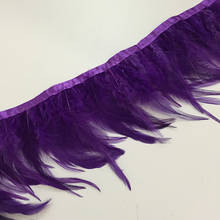 Free Shipping wholesale price10meters/lot 12-18cm purple Rooster feathers trim/ fringe for DIY cloth accessories Black Feather 2024 - buy cheap
