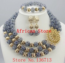 Mais novo africano beads jewelry set nigerianos beads africanos wedding 7 cor indiano multi camada colar / brincos mulheres BS301-12 2024 - compre barato